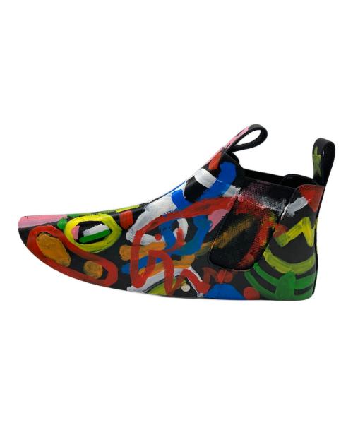 COMME des GARCONS（コムデギャルソン）COMME des GARCONS (コムデギャルソン) 落書きプリントレザーサイドゴアブーツカバー ブラック サイズ:不明の古着・服飾アイテム