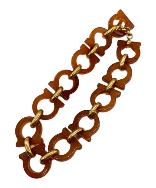 Salvatore Ferragamo（サルヴァトーレ フェラガモ）Salvatore Ferragamo (サルヴァトーレ フェラガモ) ネックレス ブラウン×ゴールドの古着・服飾アイテム