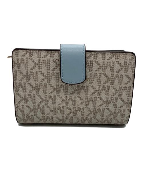MICHAEL KORS（マイケル・コース）MICHAEL KORS (マイケル・コース) 2つ折り財布 ホワイト×ブルーの古着・服飾アイテム