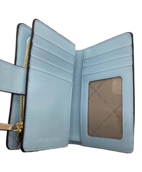 MICHAEL KORS（マイケル・コース）MICHAEL KORS (マイケル・コース) 2つ折り財布 ホワイト×ブルーの古着・服飾アイテム