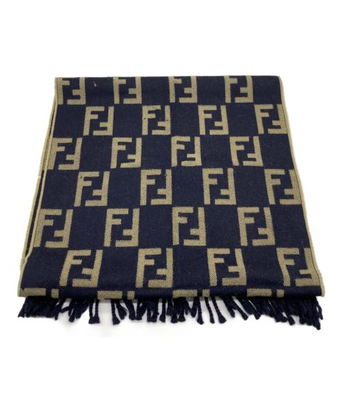 FENDI（フェンディ）FENDI (フェンディ) マフラー カーキ×ネイビーの古着・服飾アイテム