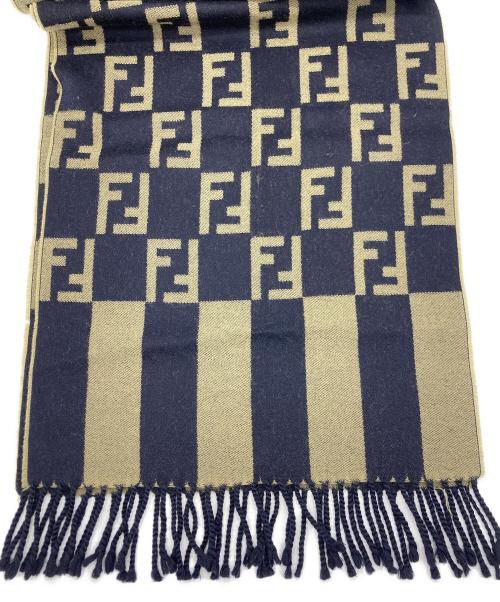 FENDI（フェンディ）FENDI (フェンディ) マフラー カーキ×ネイビーの古着・服飾アイテム