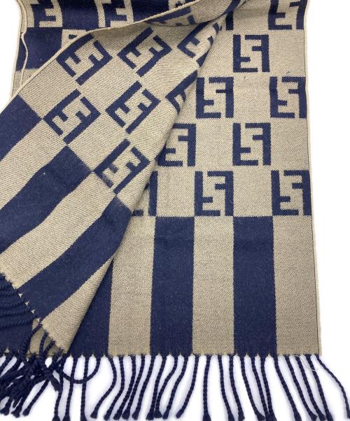 FENDI（フェンディ）FENDI (フェンディ) マフラー カーキ×ネイビーの古着・服飾アイテム
