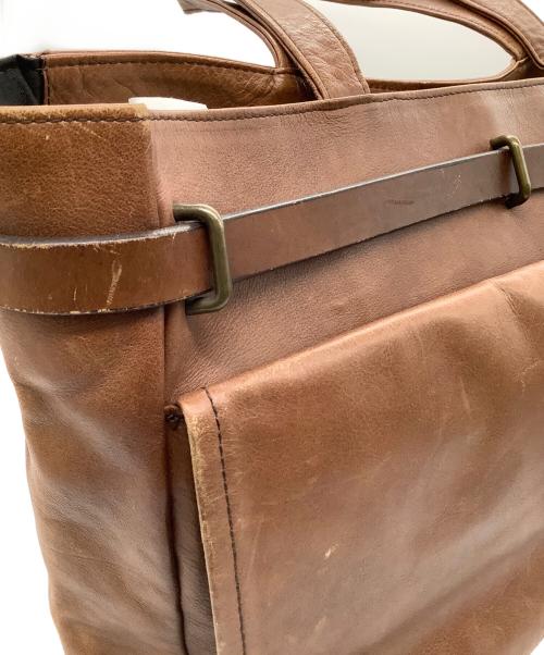 DRIES VAN NOTEN（ドリスヴァンノッテン）DRIES VAN NOTEN (ドリスヴァンノッテン) レザートートバッグ ブラウンの古着・服飾アイテム