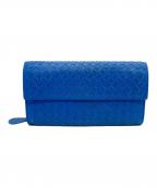 BOTTEGA VENETAボッテガベネタ）の古着「イントレチャート長財布」｜ブルー