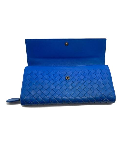 BOTTEGA VENETA（ボッテガベネタ）BOTTEGA VENETA (ボッテガベネタ) イントレチャート長財布 ブルーの古着・服飾アイテム