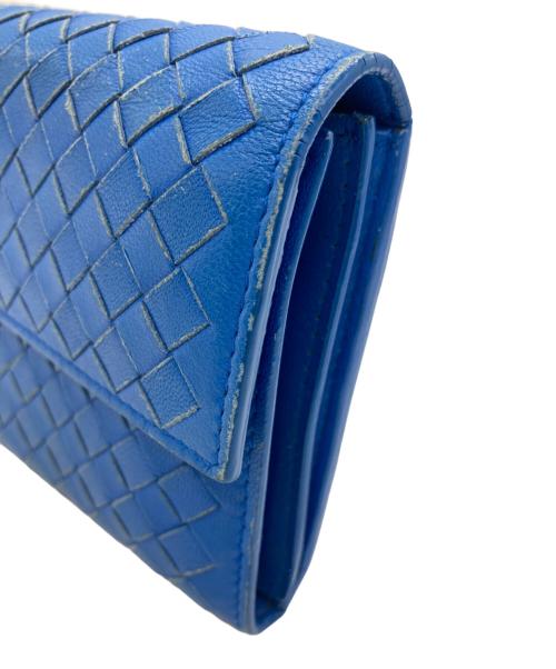 BOTTEGA VENETA（ボッテガベネタ）BOTTEGA VENETA (ボッテガベネタ) イントレチャート長財布 ブルーの古着・服飾アイテム