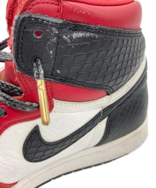 NIKE（ナイキ）NIKE (ナイキ) WMNS AIR JORDAN 1 HIGH OG レッド×ホワイト サイズ:cm28の古着・服飾アイテム