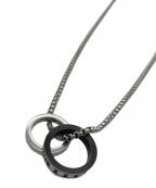 DIESELディーゼル）の古着「ダブルリングネックレス」｜ブラック×シルバーカラー
