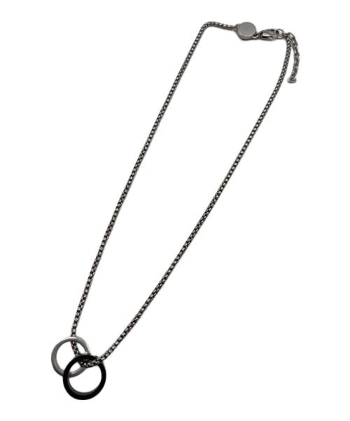 DIESEL（ディーゼル）DIESEL (ディーゼル) ダブルリングネックレス ブラック×シルバーカラーの古着・服飾アイテム