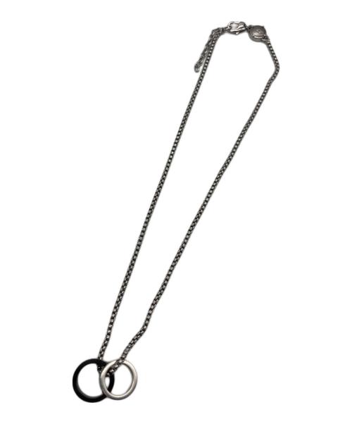 DIESEL（ディーゼル）DIESEL (ディーゼル) ダブルリングネックレス ブラック×シルバーカラーの古着・服飾アイテム