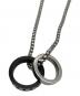DIESEL (ディーゼル) ダブルリングネックレス ブラック×シルバーカラー：7000円