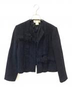 COMME des GARCONS COMME des GARCONSコムデギャルソン コムデギャルソン）の古着「縮絨フラワーノーカラーウールジャケット」｜ブラック