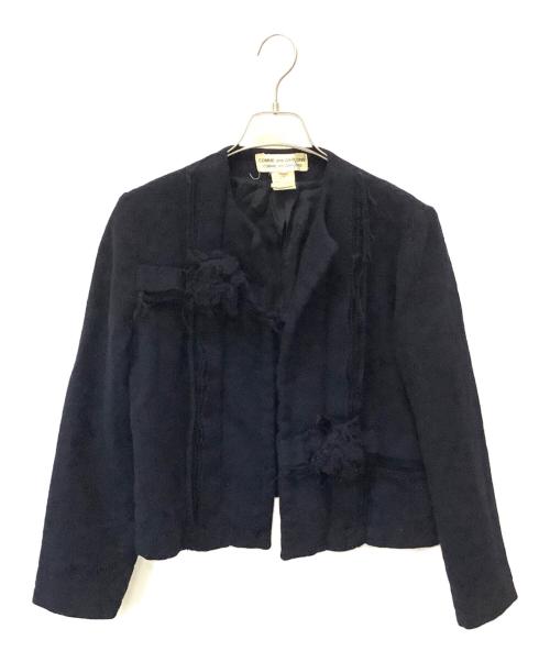 COMME des GARCONS COMME des GARCONS（コムデギャルソン コムデギャルソン）COMME des GARCONS COMME des GARCONS (コムデギャルソン コムデギャルソン) 縮絨フラワーノーカラーウールジャケット ブラック サイズ:Sの古着・服飾アイテム