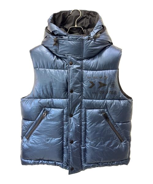 DIESEL（ディーゼル）DIESEL (ディーゼル) レイヤード中綿ベスト メタリックブルー サイズ:Sの古着・服飾アイテム