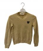 PLAY COMME des GARCONSプレイコムデギャルソン）の古着「ワッペンVネックセーター」｜ベージュ