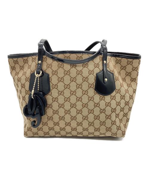 GUCCI（グッチ）GUCCI (グッチ) トートバッグ ベージュ×ブラックの古着・服飾アイテム
