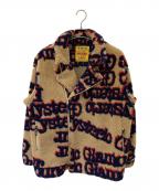 Hysteric Glamourヒステリックグラマー）の古着「HG TYPE LOGO柄 オーバーサイズジャケット」｜ベージュ×ネイビー