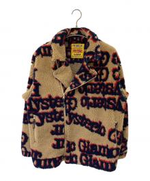 Hysteric Glamour（ヒステリックグラマー）の古着「HG TYPE LOGO柄 オーバーサイズジャケット」｜ベージュ×ネイビー