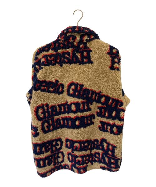 Hysteric Glamour（ヒステリックグラマー）Hysteric Glamour (ヒステリックグラマー) HG TYPE LOGO柄 オーバーサイズジャケット ベージュ×ネイビー サイズ:FREEの古着・服飾アイテム