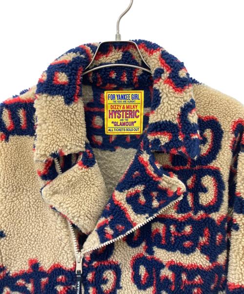 Hysteric Glamour（ヒステリックグラマー）Hysteric Glamour (ヒステリックグラマー) HG TYPE LOGO柄 オーバーサイズジャケット ベージュ×ネイビー サイズ:FREEの古着・服飾アイテム