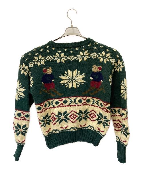 POLO RALPH LAUREN（ポロ・ラルフローレン）POLO RALPH LAUREN (ポロ・ラルフローレン) 厚手ニット グリーン×アイボリー サイズ:Mの古着・服飾アイテム
