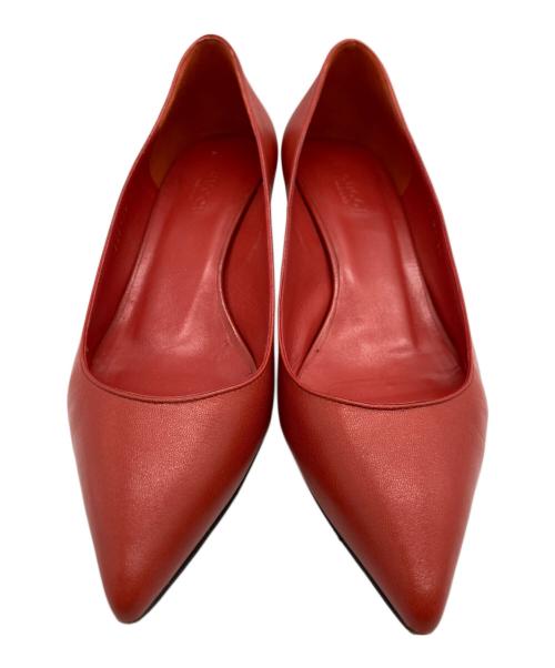 GUCCI（グッチ）GUCCI (グッチ) ポインテッドトゥパンプス レッド サイズ:36の古着・服飾アイテム