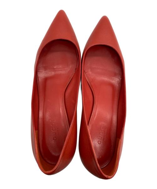 GUCCI（グッチ）GUCCI (グッチ) ポインテッドトゥパンプス レッド サイズ:36の古着・服飾アイテム