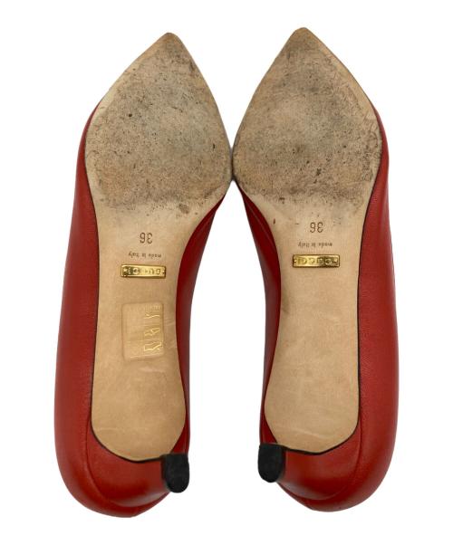 GUCCI（グッチ）GUCCI (グッチ) ポインテッドトゥパンプス レッド サイズ:36の古着・服飾アイテム