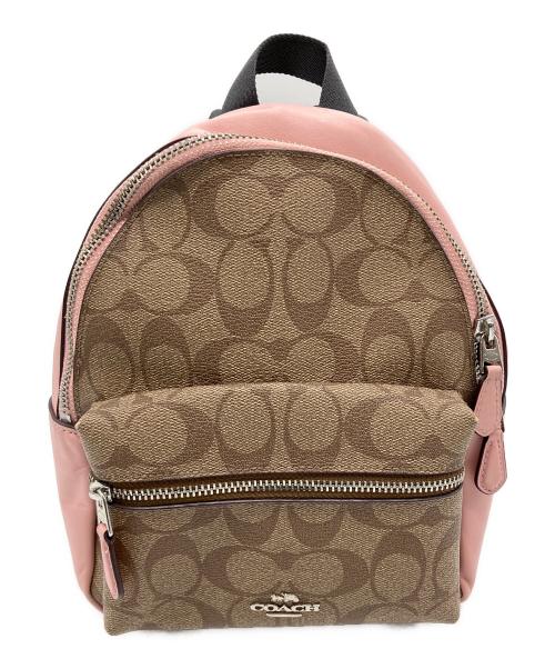 COACH（コーチ）COACH (コーチ) リュック ブラウン×ピンクの古着・服飾アイテム