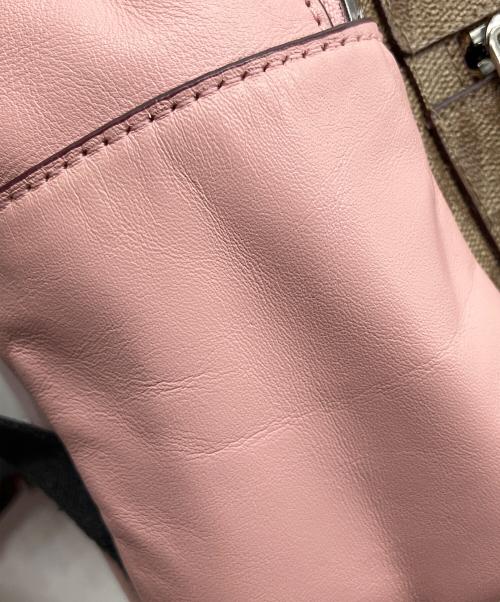 COACH（コーチ）COACH (コーチ) リュック ブラウン×ピンクの古着・服飾アイテム