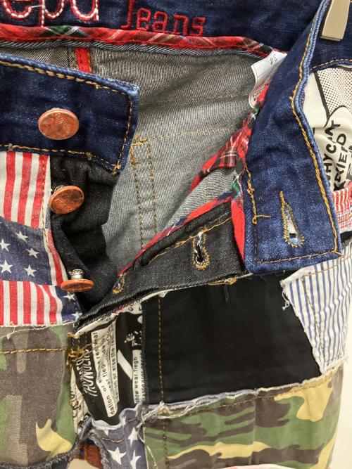 biepa jeans（ビエパジーンズ）biepa jeans (ビエパジーンズ) パッチワークデニムパンツ マルチカラー サイズ:34の古着・服飾アイテム