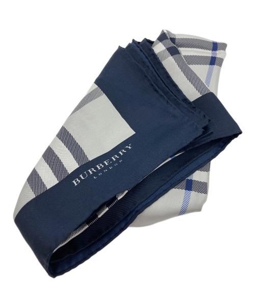BURBERRY LONDON（バーバリーロンドン）BURBERRY LONDON (バーバリーロンドン) シルクスカーフ ネイビーの古着・服飾アイテム