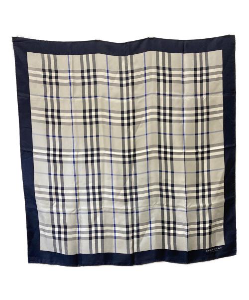 BURBERRY LONDON（バーバリーロンドン）BURBERRY LONDON (バーバリーロンドン) シルクスカーフ ネイビーの古着・服飾アイテム