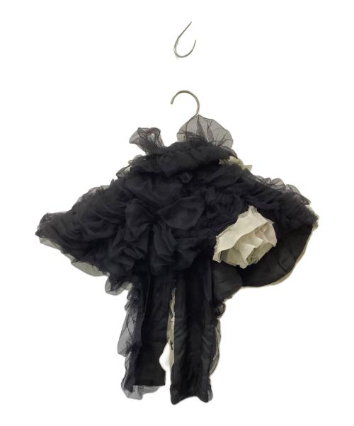 ROBE DE CHAMBRE COMME DES GARCONS（ローブドシャンブル コムデギャルソン）ROBE DE CHAMBRE COMME DES GARCONS (ローブドシャンブル コムデギャルソン) チュールギャザーデザインショール ブラック×ブラウンの古着・服飾アイテム