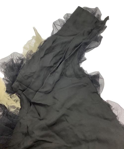 ROBE DE CHAMBRE COMME DES GARCONS（ローブドシャンブル コムデギャルソン）ROBE DE CHAMBRE COMME DES GARCONS (ローブドシャンブル コムデギャルソン) チュールギャザーデザインショール ブラック×ブラウンの古着・服飾アイテム