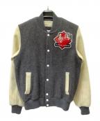maison kitsuneメゾンキツネ）の古着「スタジャン」｜グレー×ベージュ