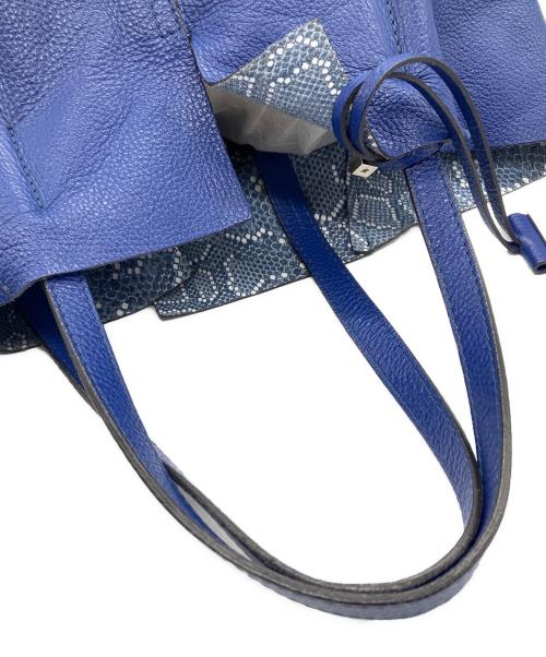 GIANNI CHIARINI（ジャンニ キアリーニ）GIANNI CHIARINI (ジャンニ キアリーニ) レザートートバッグ ブルーの古着・服飾アイテム