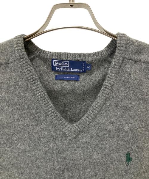 POLO RALPH LAUREN（ポロ・ラルフローレン）POLO RALPH LAUREN (ポロ・ラルフローレン) Vネックニットセーター グレー サイズ:Mの古着・服飾アイテム