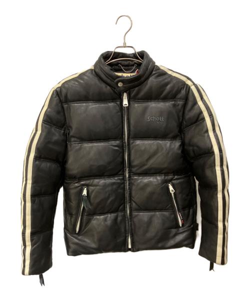 Schott（ショット）Schott (ショット) モーターサイクルダウンジャケット ホワイト×ブラック サイズ:XLの古着・服飾アイテム