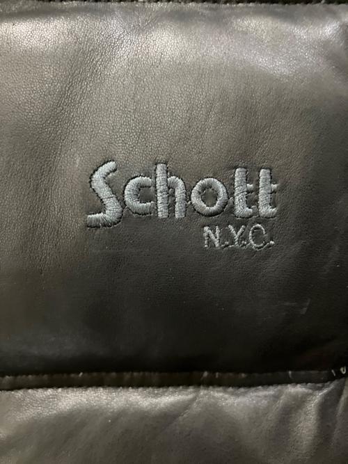 Schott（ショット）Schott (ショット) モーターサイクルダウンジャケット ホワイト×ブラック サイズ:XLの古着・服飾アイテム