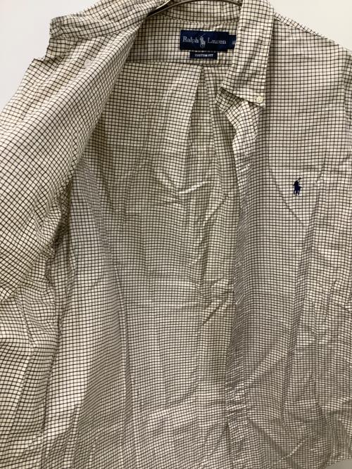 POLO RALPH LAUREN（ポロ・ラルフローレン）POLO RALPH LAUREN (ポロ・ラルフローレン) 長袖シャツ アイボリー×ブラウン サイズ:Lの古着・服飾アイテム