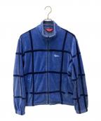 SUPREMEシュプリーム）の古着「Grid Taping Velour Jacket」｜ブルー×ブラック