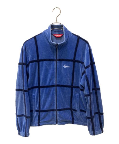 SUPREME（シュプリーム）SUPREME (シュプリーム) Grid Taping Velour Jacket ブルー×ブラック サイズ:Lの古着・服飾アイテム