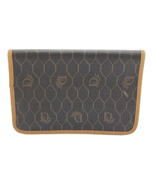 Christian Dior（クリスチャン ディオール）Christian Dior (クリスチャン ディオール) フラットポーチ　ハニカム ブラウンの古着・服飾アイテム