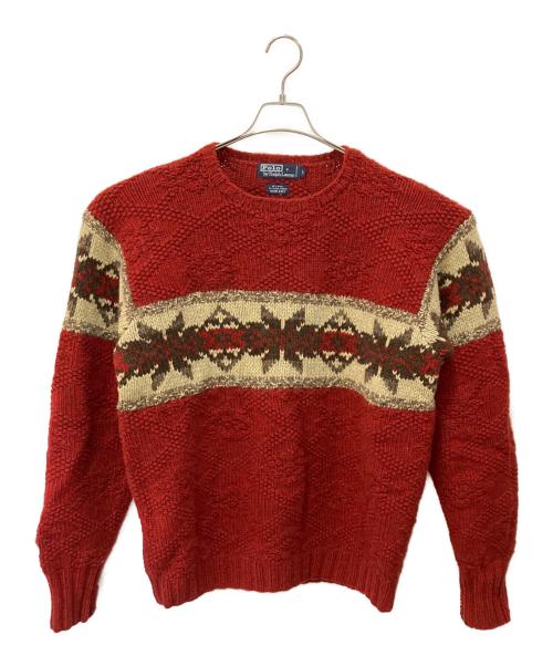 POLO RALPH LAUREN（ポロ・ラルフローレン）POLO RALPH LAUREN (ポロ・ラルフローレン) 厚手ニット レッド サイズ:Lの古着・服飾アイテム