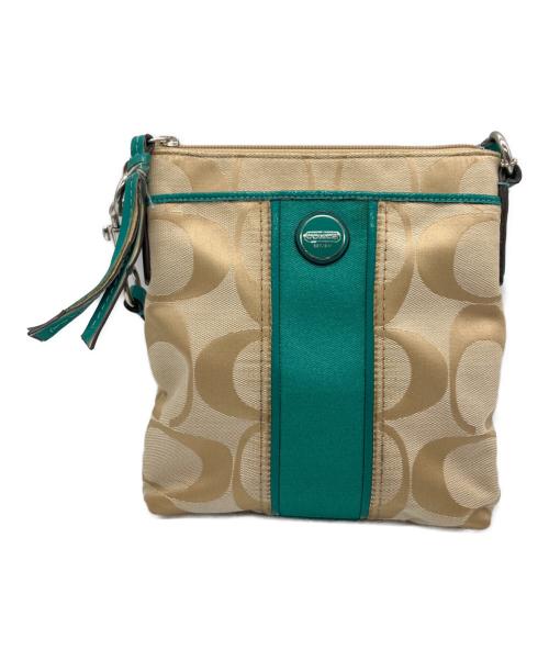 COACH（コーチ）COACH (コーチ) ショルダーバッグ ベージュ×グリーンの古着・服飾アイテム