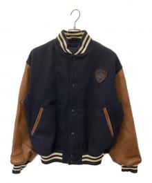 POLO RALPH LAUREN（ポロ・ラルフローレン）の古着「レザー切替スタジャン」｜ネイビー×ブラウン