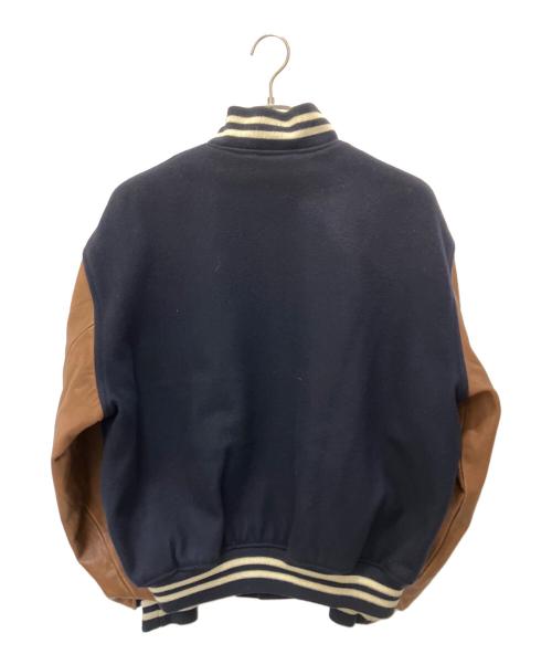POLO RALPH LAUREN（ポロ・ラルフローレン）POLO RALPH LAUREN (ポロ・ラルフローレン) レザー切替スタジャン ネイビー×ブラウン サイズ:Mの古着・服飾アイテム