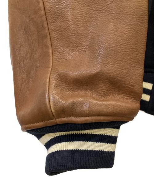 POLO RALPH LAUREN（ポロ・ラルフローレン）POLO RALPH LAUREN (ポロ・ラルフローレン) レザー切替スタジャン ネイビー×ブラウン サイズ:Mの古着・服飾アイテム